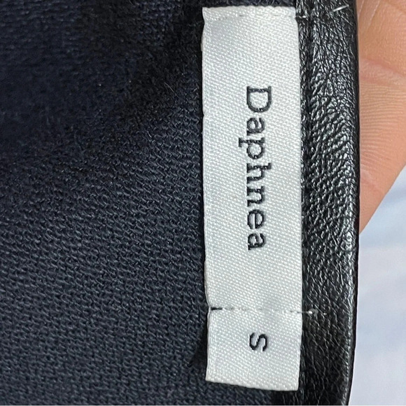 Daphne" Vegan Leather overal dress with adjustable snap bottom shoulder straps - Picture 3 of 12